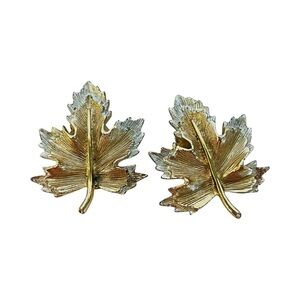 Gold and Silver Leaf Clip On Earrings